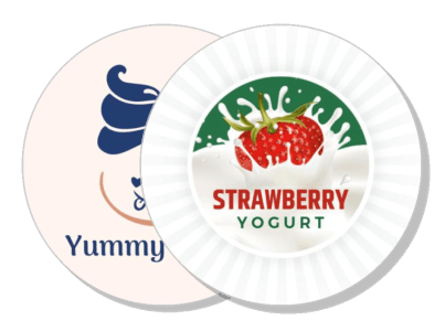 strawberry yogurt illustration with milk splash and brand logo template