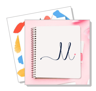 stylish letter m notebook cover with colorful paint swatches template