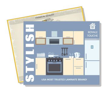 stylish royle touche kitchen design laminate promo graphic template