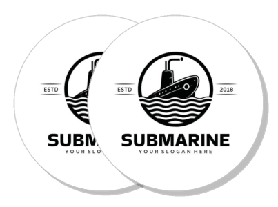 submarine themed round logo design with slogan template