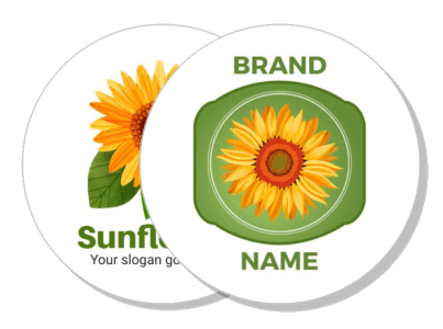 sunflower logo design with brand name and slogan template