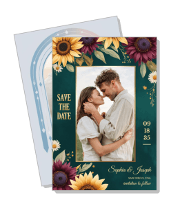 sunflower themed save the date wedding invitation card template