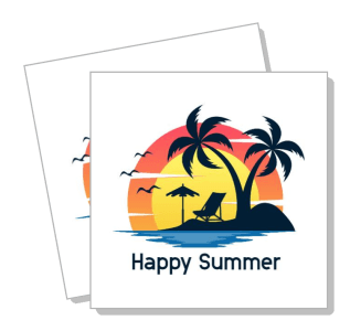 sunset beach scene happy summer greeting card design template