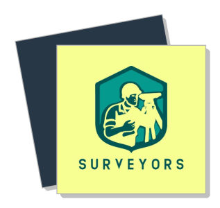surveyors logo with man and equipment graphic design template