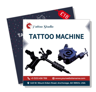 tattoo studio promotional card tattoo machine advertisement template