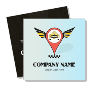 taxi company logo design with map pin and wings template
