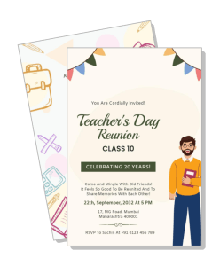 teachers day reunion class 10 celebration invitation card design template