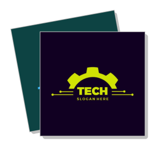 tech company logo design with gear icon and slogan template