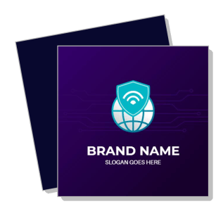 technology security logo design with brand name and slogan template