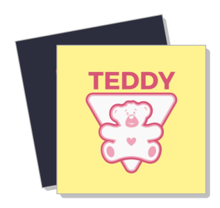 teddy bear logo design on yellow background template