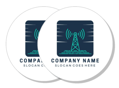 telecommunication company logo design template with slogan