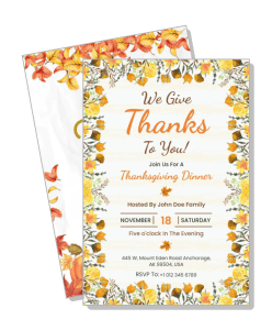 thanksgiving dinner invitation autumn floral design template