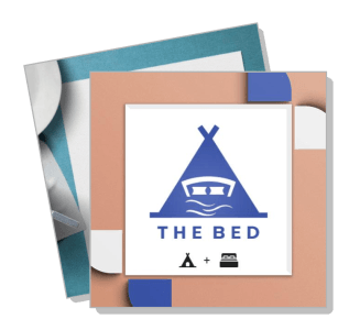 the bed logo design with teepee and bedding icons template