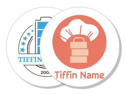 tiffin service logo design with dabba vector badge template