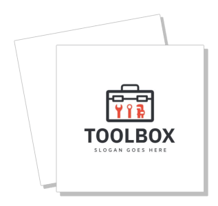 toolbox logo design with tools icon and placeholder slogan template