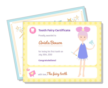 tooth fairy certificate illustration child award template