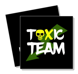 toxic team logo design with skull and green arrow graphics template