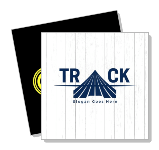 track logo design with modern text and geometric motif template