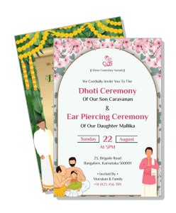 traditional dhoti ear piercing ceremony invitation card design template