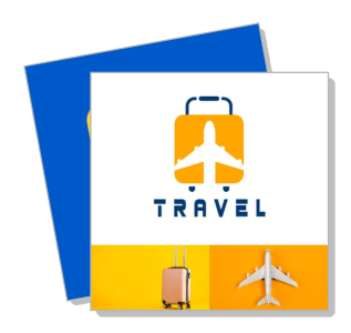 travel logo with luggage and airplane symbol template
