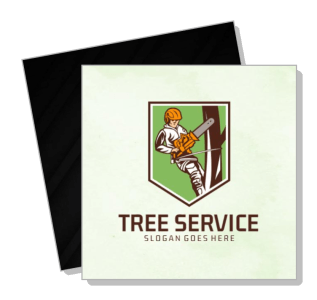 tree service logo design with worker climbing and chainsaw template