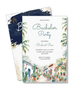 tropical theme bachelor party invitation card design template