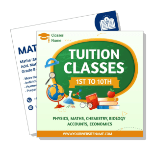 tuition classes poster for 1st to 10th grade physics maths chemistry biology template