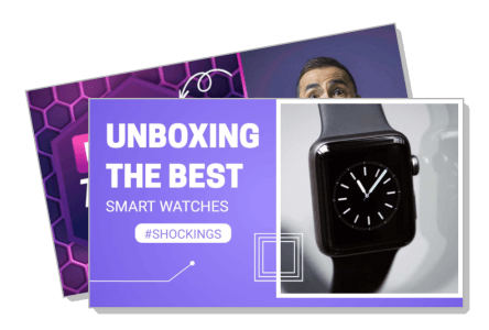 unboxing best smart watches with purple theme and black watch display template
