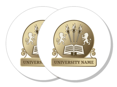 university emblem with lions torches and open book symbol template