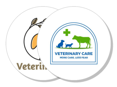 veterinary care logo design with animal silhouettes template