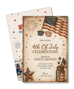 vintage fourth of july celebration invitation card design template