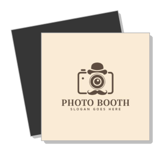 vintage photo booth logo design with camera icon template