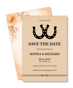 vintage save the date card horseshoe design wedding invitation august 2035 template