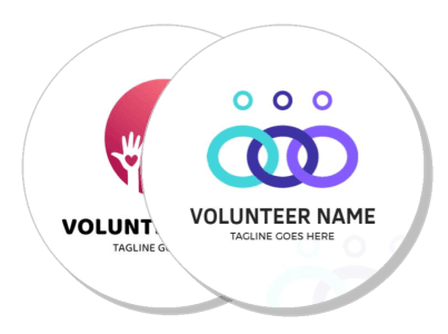 volunteer badge design with hand icon and interlocking rings template