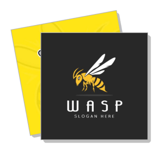 wasp logo with slogan on dark background graphic design template