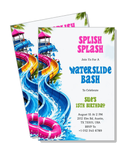 waterslide birthday party invitation colorful invite template