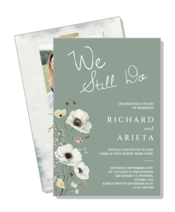 wedding anniversary invitation card with floral design template