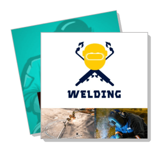 welding logo design with welder graphics and industrial equipment template