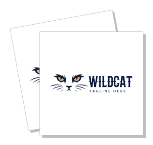 wildcat logo design with feline eyes and tagline template