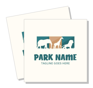 wildlife park logo design template with animal silhouettes
