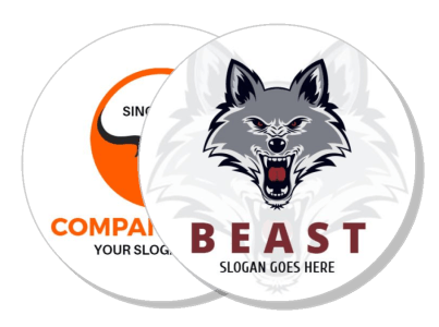 wolf beast brand logo design with slogan and company emblem template