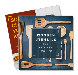 wooden kitchen utensils advertisement flyer design template