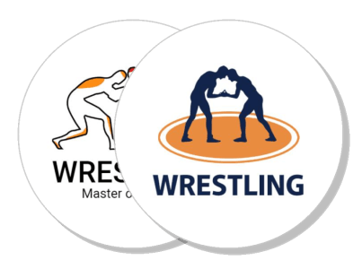 wrestling sport logo design with silhouette figures grappling animation template