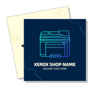 xerox shop logo design with printer illustration and slogan template