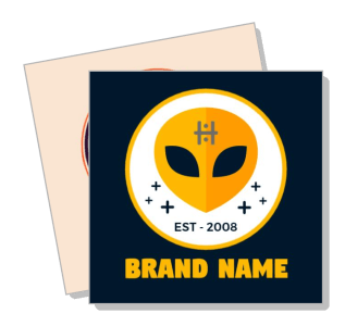 yellow alien logo design brand name sticker template