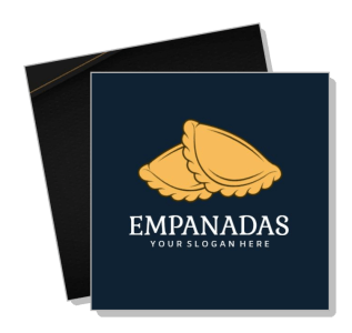 yellow empanadas logo with slogan on dark background template