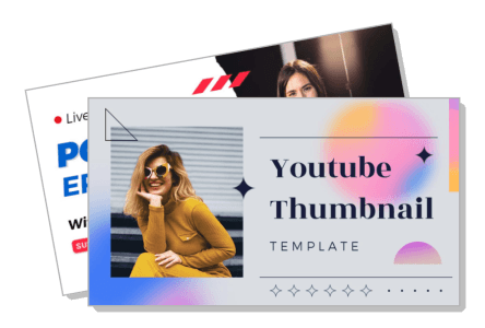 youtube thumbnail template with sunset gradient and modern design elements
