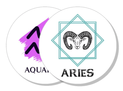 zodiac signs aquarius aries symbol illustration template
