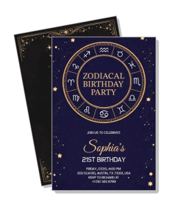 zodiac theme birthday invitation card design template